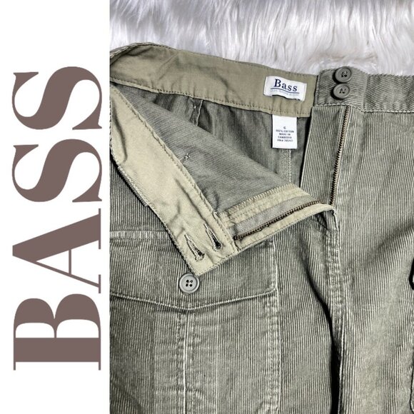BASS VINTAGE Y2K CORDUROY CARGO MINI SKIRT SAGE OLIVE GREEN GRUNGE PREPPY SIZE 8 - Picture 3 of 7